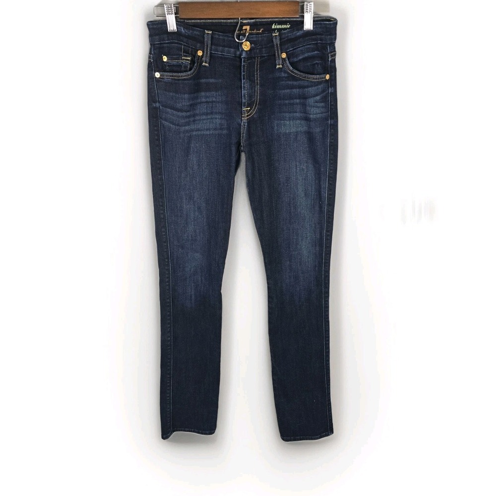 7 For All Mankind Kimmie Straight Leg Jeans Dark Wash Indigo Size 26 Made in USA